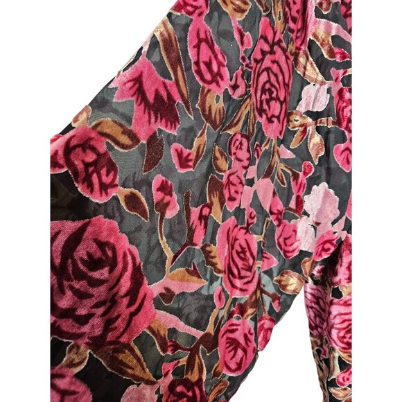 POL Burnout Velvet Floral Semi Sheer Kimono Duster Women Size S/M - Picture 8 of 9